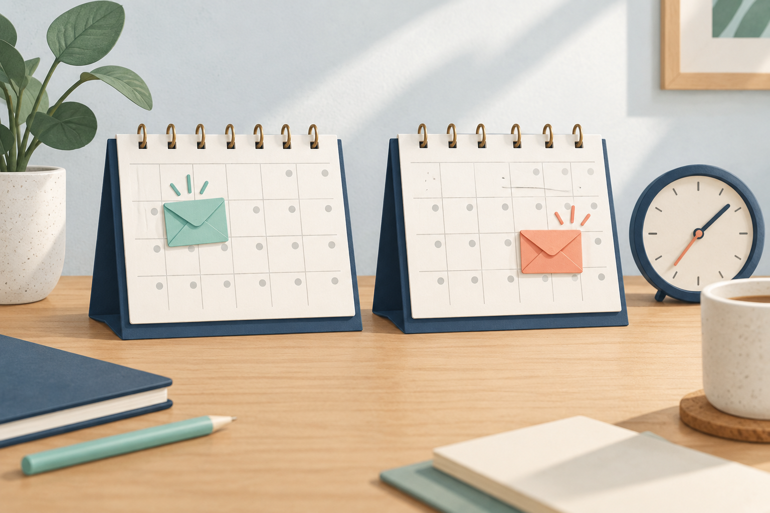 Dos calendarios comparan la llegada de un cobro en fechas distintas.