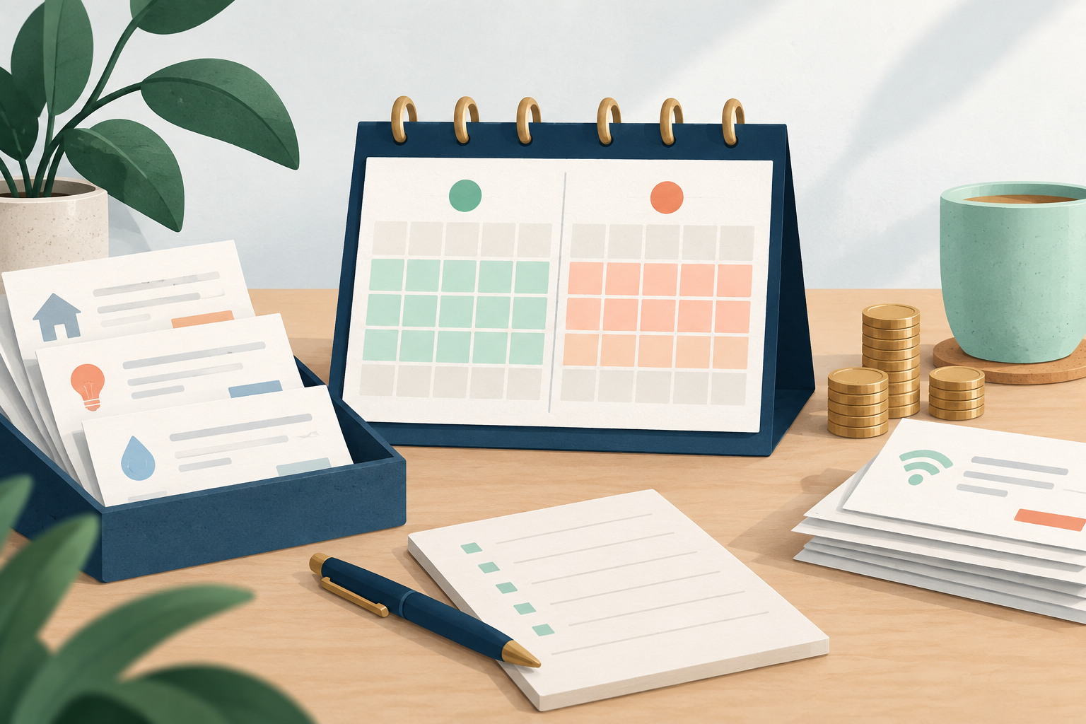 Calendario y pagos organizados para planificar la quincena.